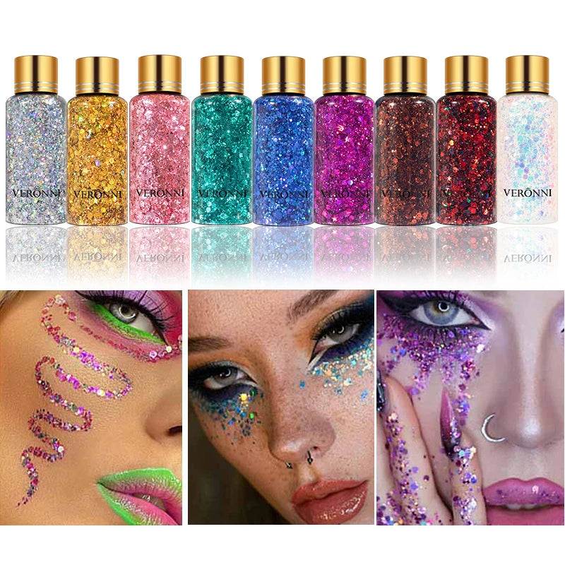 Mermaid Sequin Body Glitter Gel - Long-Lasting Shine for Carnival,Parties, Festival and Stage Performance-Great for Girls Makeup Quake