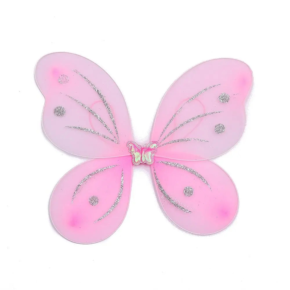 3Pcs/Set Kids Headband Wings Wand Girls Summer Photography Outfit Children Yellow Green Purple Pink Fairy Tale Props Quake Style 2-only wings