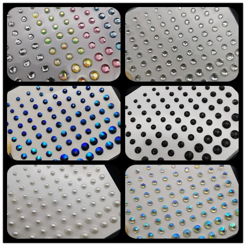 Diamond Face Stickers Self Adhesive Eyeshadow Glitter Fake Tattoo Rhinestone Body Art Party Decoration Makeup Mixed Size Quake