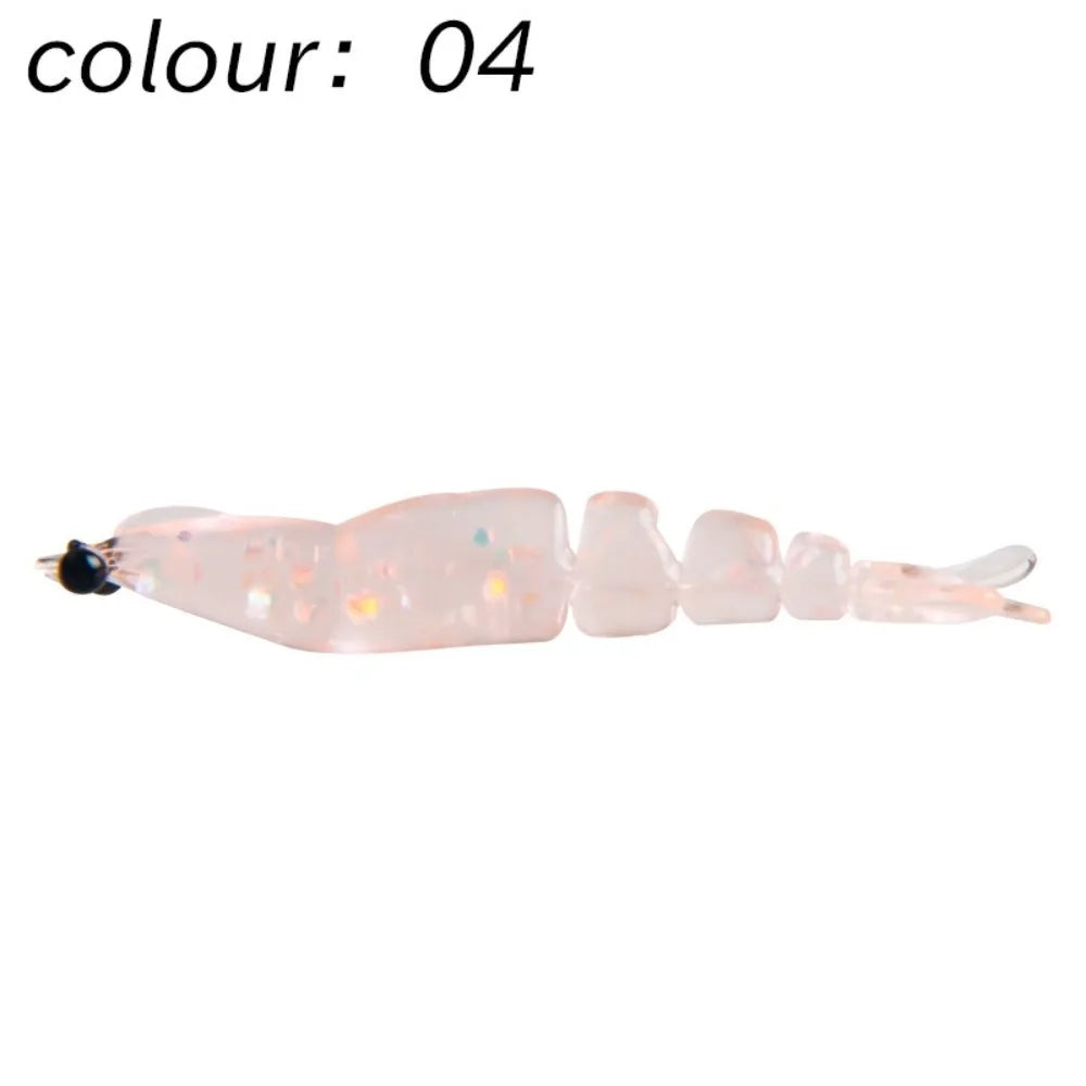 20pcs/box 4cm Length Luminous Shrimp Swimbaits 0.45g Weight Luminous Design Carp Fishing Baits Soft Silicone Glowing Effect Quake 04