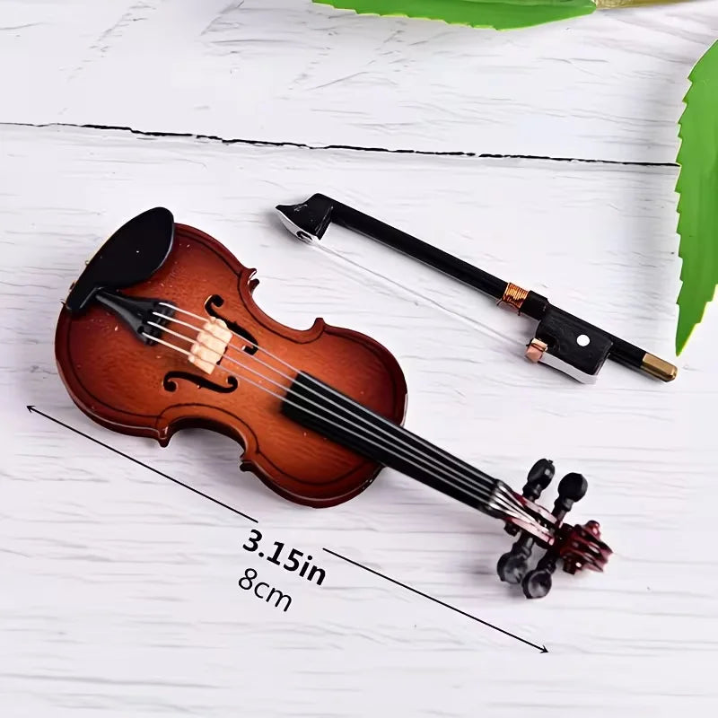 Wooden Musical Instruments Collection Decorative Ornaments Hot Mini Violin With Support Miniature Model Decoration Quake