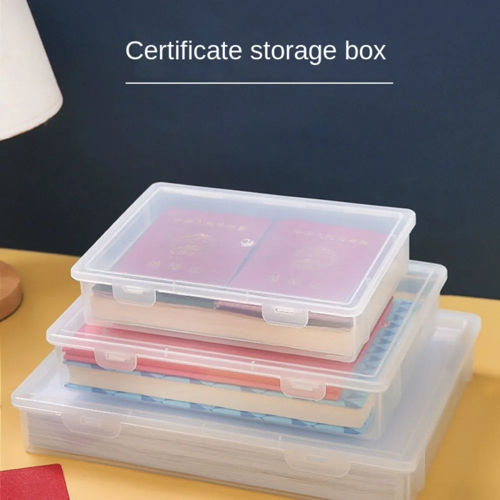Dust Proof Plastic Document Organizer Square Shape Clear A4 Organizing Box Storage Box Quake