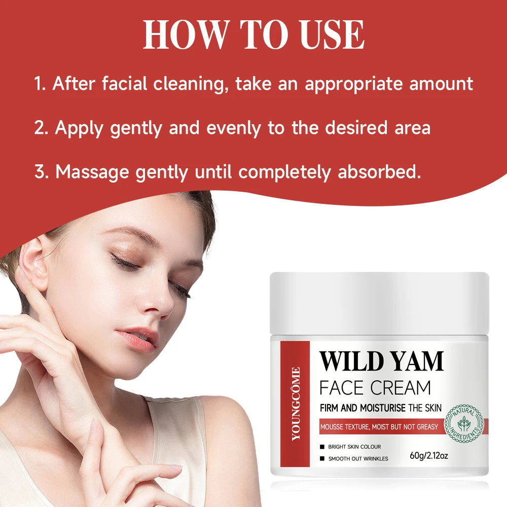 YOUNGCOME Anti-aging Wild Yam Cream with Yam Extract Suitable for All Skin Types Soothing and Moisturizing Skin Care for Women Quake