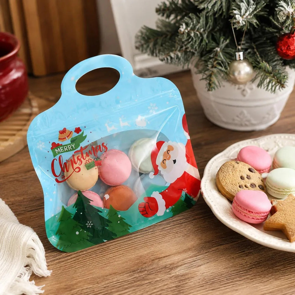 30/2PCS Cartoon Christmas Self Sealing Bag Cute Santa Claus Snowman Pattern Handbags Candy Cookie Packaging Pouch Party Supplies Quake
