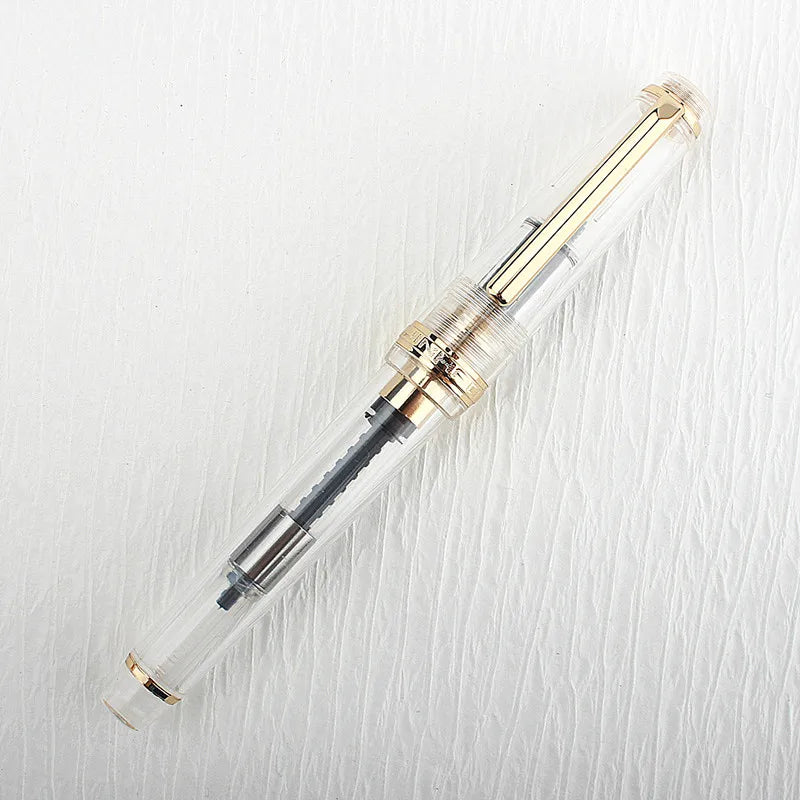Jinhao 82 Fountain Pen Acrylic EF/F/M/Bent Nib Golden Trim with Converter Writing Pen Quake