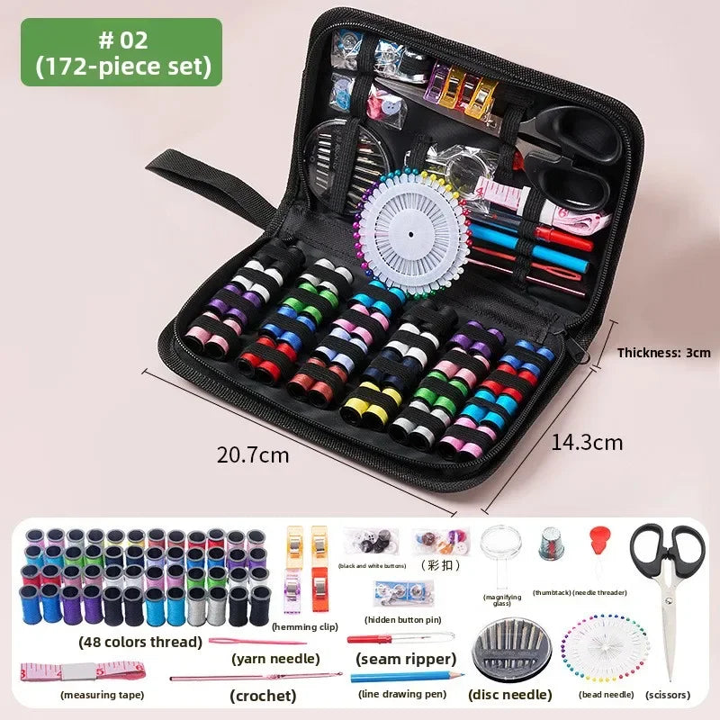 Professional Complete Sewing Kit Set with Threads Needles Scissors Tape Measure for DIY Handcraft Beginner Home Repair Quake 172Pcs Set