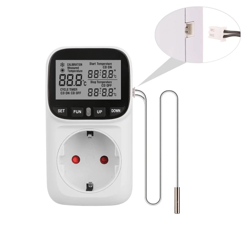 Digital Temperature Controller Socket Thermostat EU Plug 220V With Timer Switch Heating Cooling For Refrigerator Aquaculture Quake