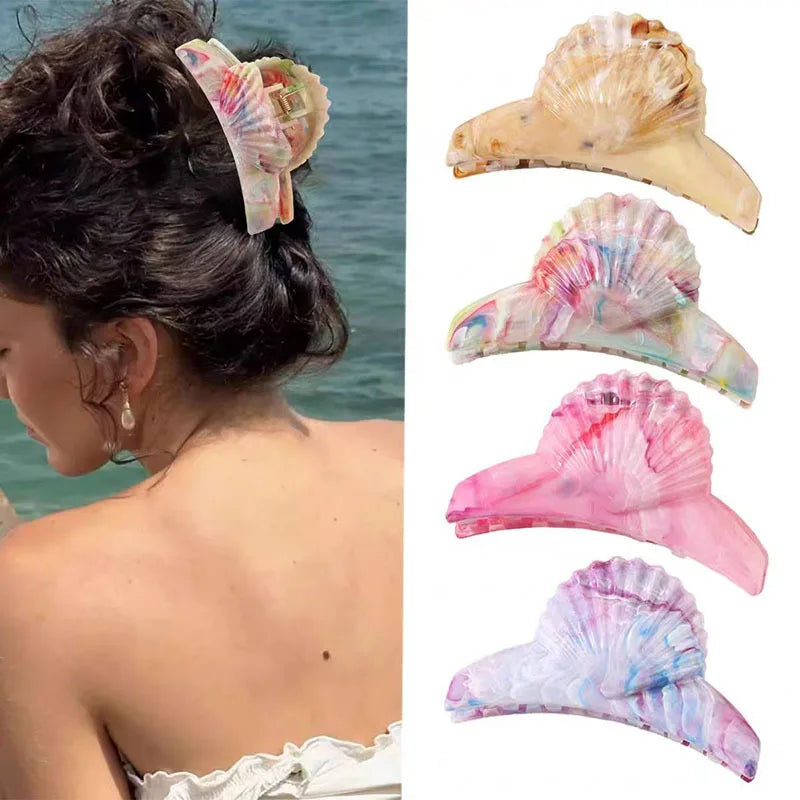 Acetate Shell Shaped Hair Clips Summer Vacation Hair Crab Hairgrip Headwear Beach Hairpins Hair Claws Women Styling Accessories Quake
