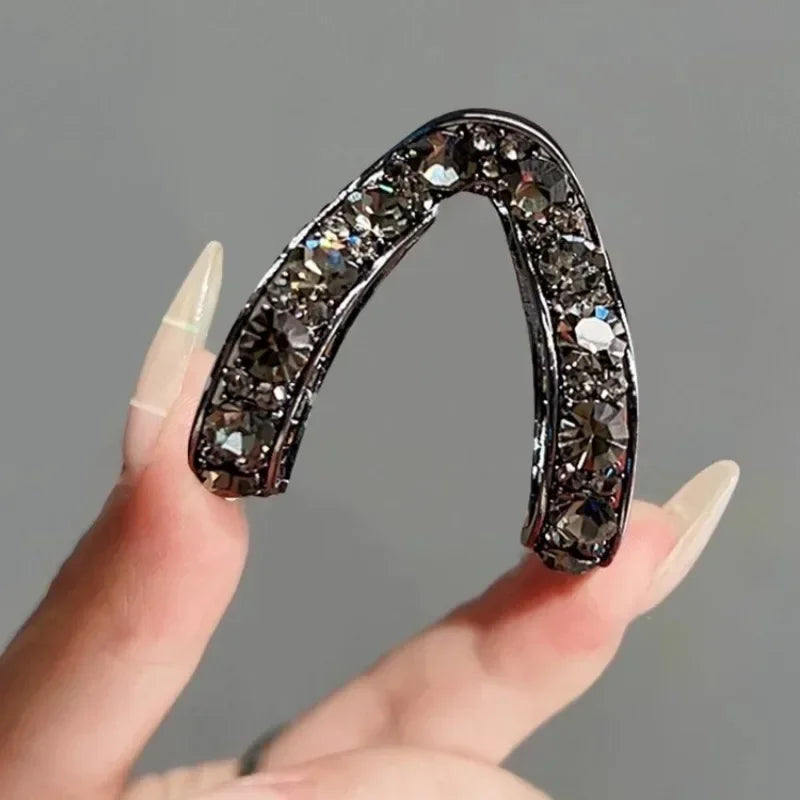 Rhinestone Mini Ponytail Clip Women Girls Small Fashion Anti-Drooping Metal High Ponytail Hair Claw Headdress Hair Accessories Quake