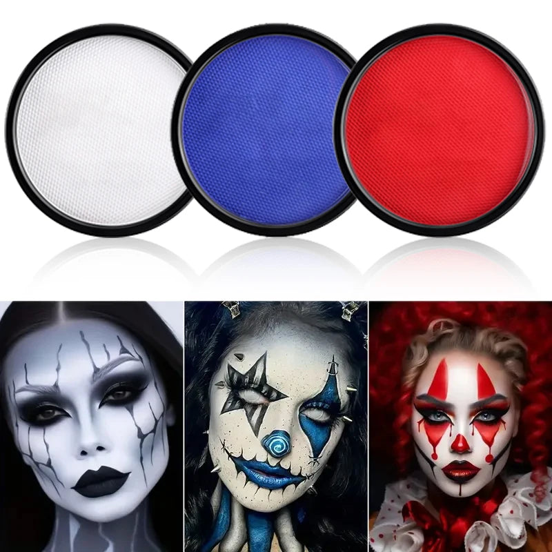 30G Water Monochromatic Face Body Painting Palette Halloween Face Body Paint Makeup Body Partie 10 Brushes and Palettes Set Quake 3pcs B