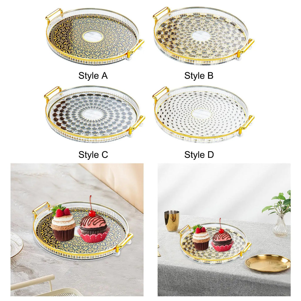 Round Organizer Tray Living Room Decorative Food Storage Tray Biscuit Cookies Pastry Tray Versatile Display Tray Home Decoration Quake