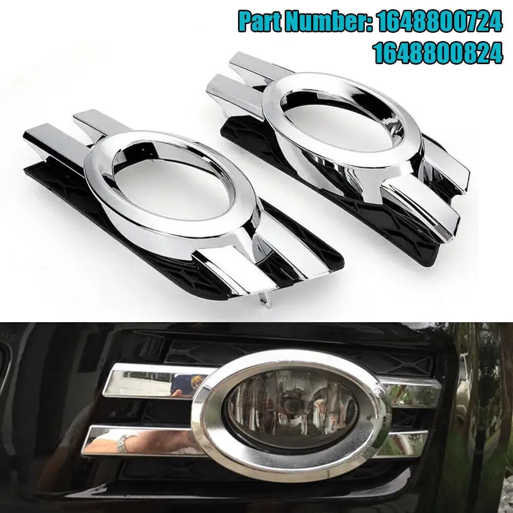For Mercedes benz X164 GL320 GL450 2007-2009 1648800724 1648800824 Pair Car Chrome Front Bumper Fog Light Trim Grill Frame Cover Quake Default Title