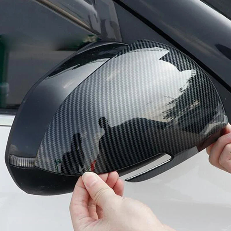 For Kia Seltos 2019 2020 2021 ABS Carbon Fiber Chrome Silver Look Car Body Door Side Mirror Cover Trim Rear View Cap Sticker Quake