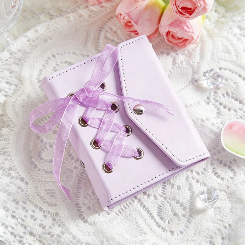 1pc Beautiful English Strap Style Card Album High Beauty Star Small Card Storage Polaroid Album Quake