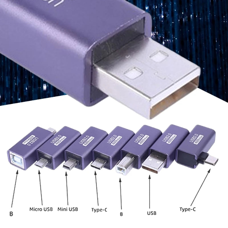 USB/USB B/Type C/Minis USB/MicroUSB Male Male Convert Connectors Support Data & Charging for Printers/Scanner K1KF Quake