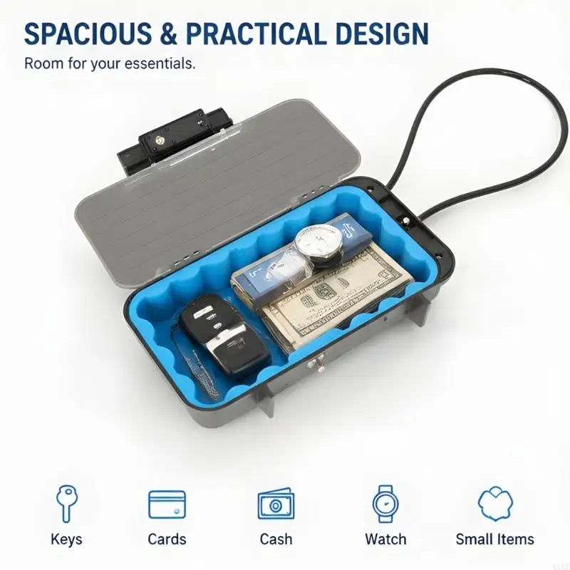 Portable Combination Lock Box for Beach and Gym, ABS Shell Storage Case with Combination Access for Cash, Cards and Small K1KF Quake