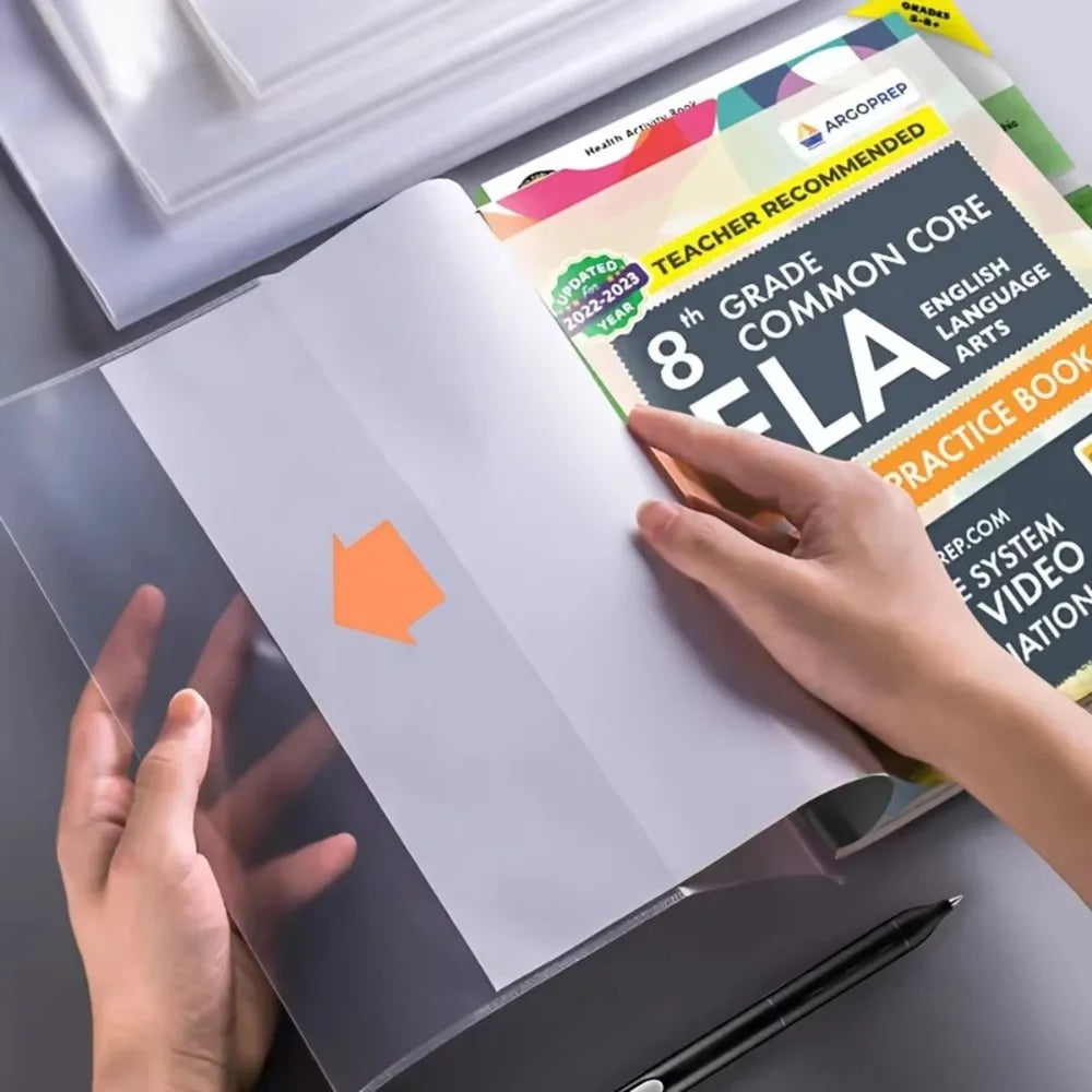 10PCS A4/16K/A5 Plastic Book Cover Self-Adhesive Closure Wear-Resistant Transparent Book Cover Waterproof Quake
