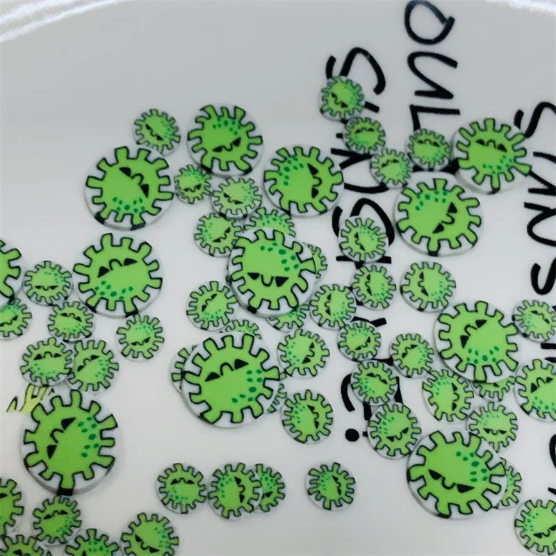 50g/Lot 5/10mm Halloween Red Green Poisonous Clay Slices Sprinkles Soft Pottery for DIY Crafts Filling Accessories Quake green mixed