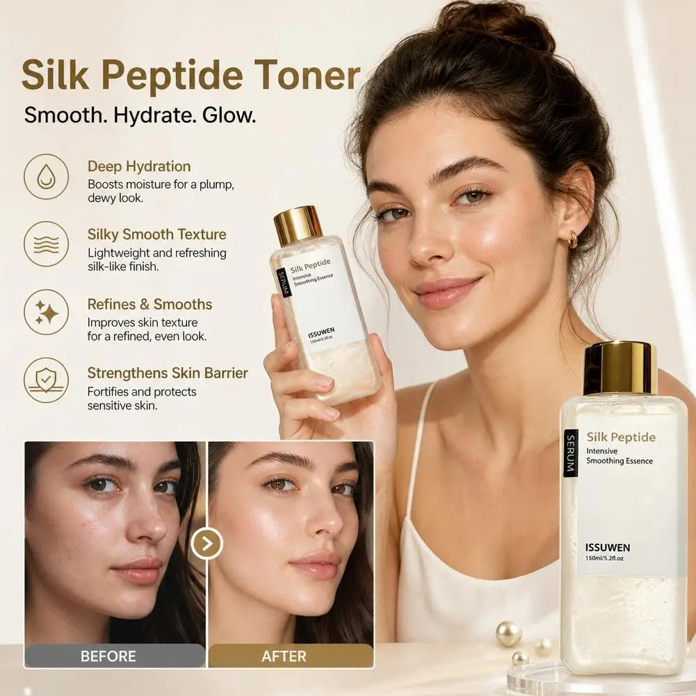 Silk Peptide Intensive Lifting Smoothing Facial Toner, Deep Collagen Face Serum, Improve Elasticity Hydrating for All Skin Types Quake
