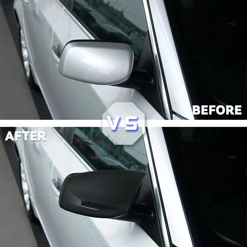 For BMW 5 Series E60 E61 E63 E64 2003-2007 Car Sticker Rearview Side Mirror Cover Wing Cap Exterior Door Case Trim Carbon Black Quake
