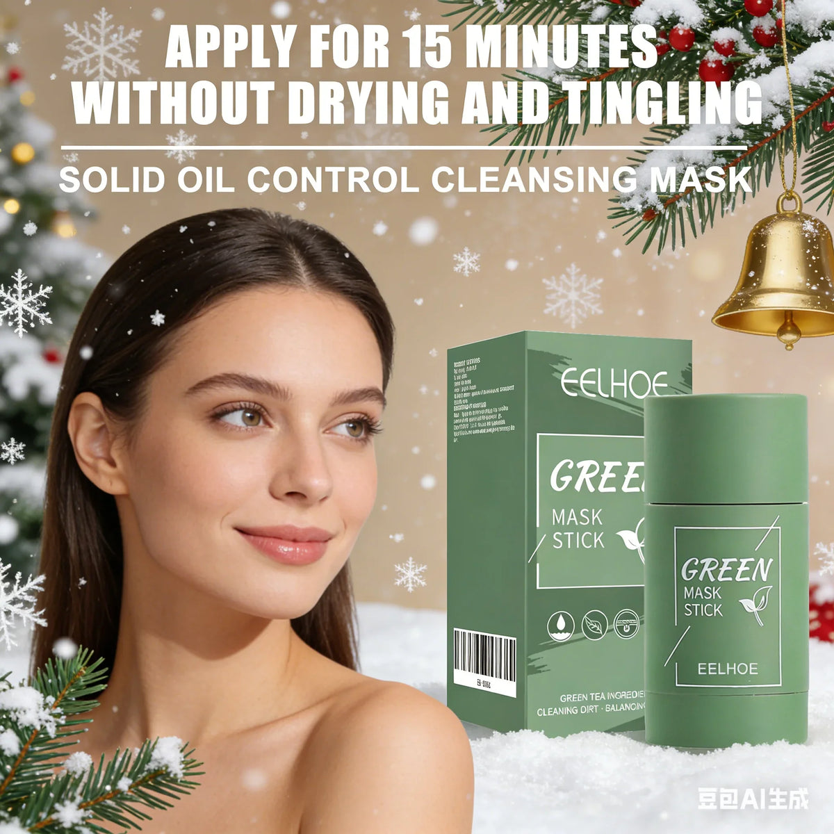 EELHOE Green Tea Solid Mask - Deep Cleansing Hydrating Mud Stick for Long Lasting Moisture Ideal Christmas Pampering Gift Quake