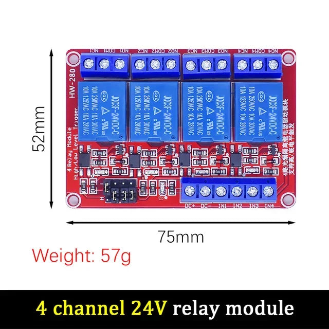 5V 12V 24V Relay Module Board 1 2 6 4 8 Channel Shield with Optocoupler Support High and Low Level Trigger for Arduino Quake 24V 4 Channel