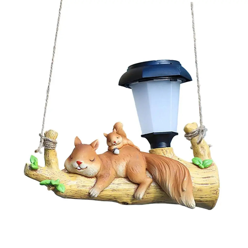 Animal Figurine Garden Pendant Solar Powered Decor Wall Mount Ornaments Yard Simulated Garden Creative Figurine Hanging Light Quake
