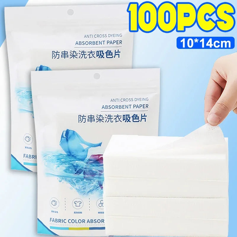 Household Items Laundry Paper Stain Resistant Clothing Sheet Anti Skewing Color Mixing Suction Washing Quake 100pcs
