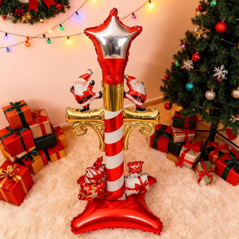 3/1PCS Large Standing Christmas Street Light Balloon Reusable Christmas Aluminum Film Balloon New Year Party Theme Decoration Quake