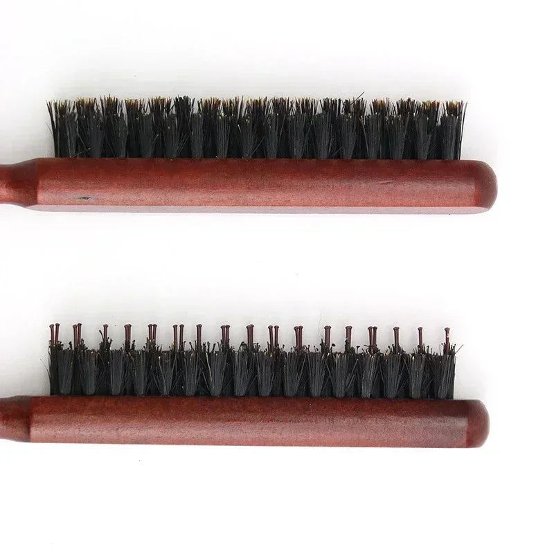 Wooden Handle Hairdressing Hair Comb Hair Fluffy Three Rows Boar Bristle Combs Back Teasing Brush Salon Supply Styling Tools New Quake