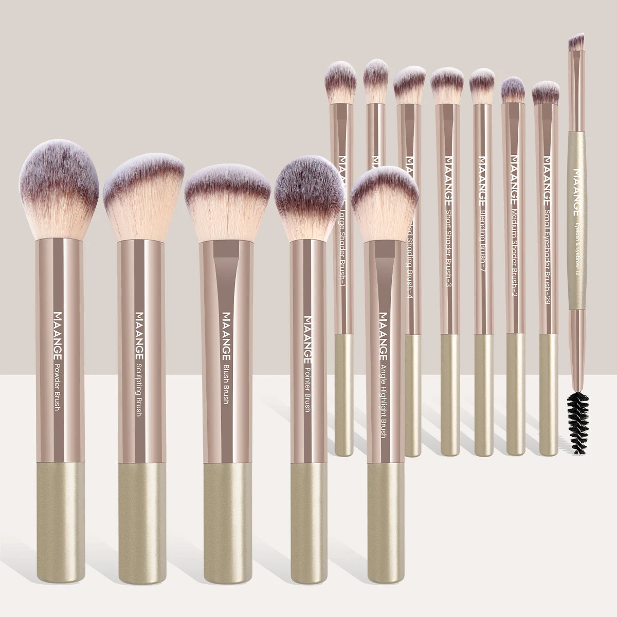 13pcs Makeup Brush Set Foundation Concealer Powder Eyeshadow Blush Brush Kabuki Blending Cosmetic Makeup Beauty Tool for Face Quake Gold