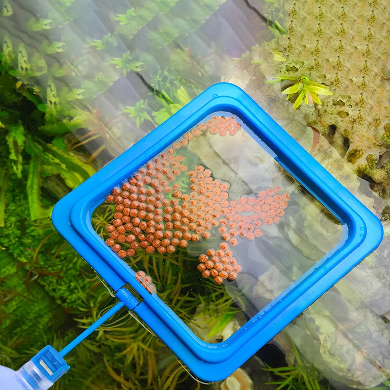 Floating Fish Food Feeder Ring - Square Circle Aquarium Station with Suction Cup, Easy Food Dispenser, Space-Saving Design Quake