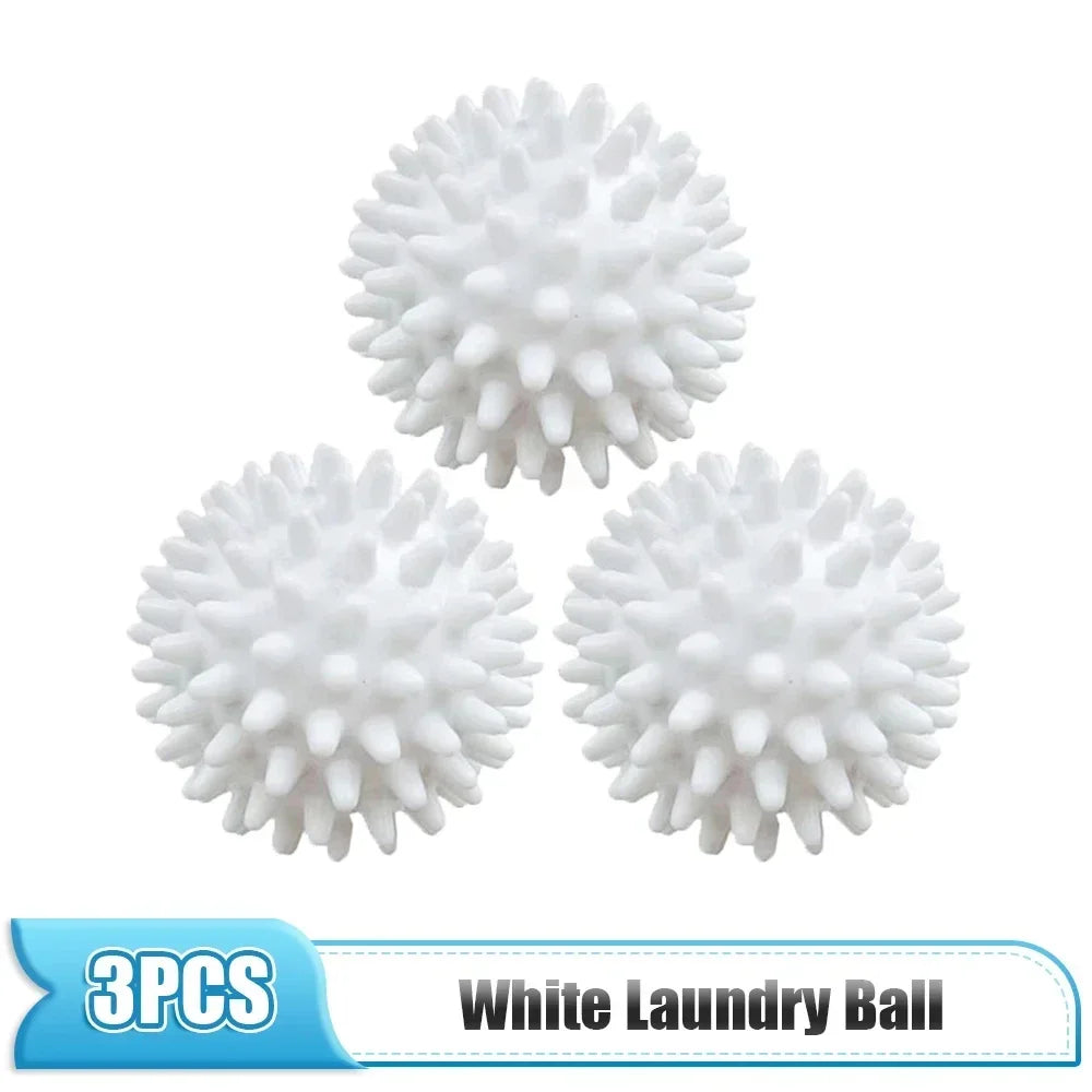 3Pcs PVC Dryer Ball Reusable Laundry Ball Washing Machine Drying Fabric Softener Ball for Home Clothe Cleaning Tool Accessrices Quake 3PCS white