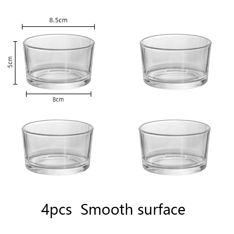 YWDL 4pcs Clear Glass Mini Bowls Set Kitchen Desserts Bowl Home Dips Sauces Pudding Fruit Charcuterie Boards Bowls For Meal Prep Quake C 4PCS