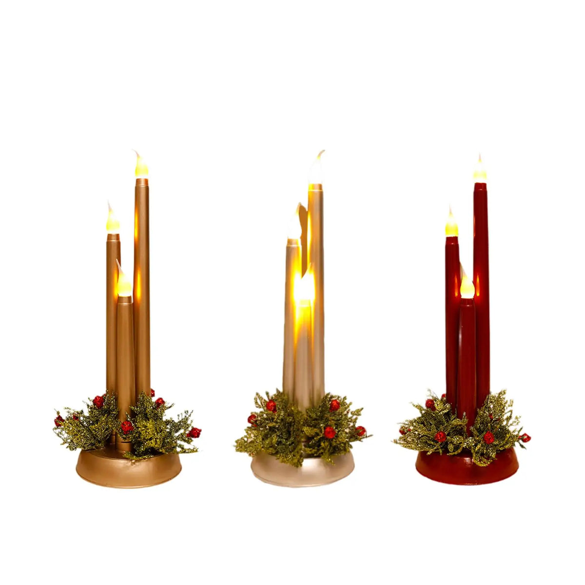 Flameless Christmas Candles, LED Candles, Photo Props, 12 Inch Tall Fake Quake