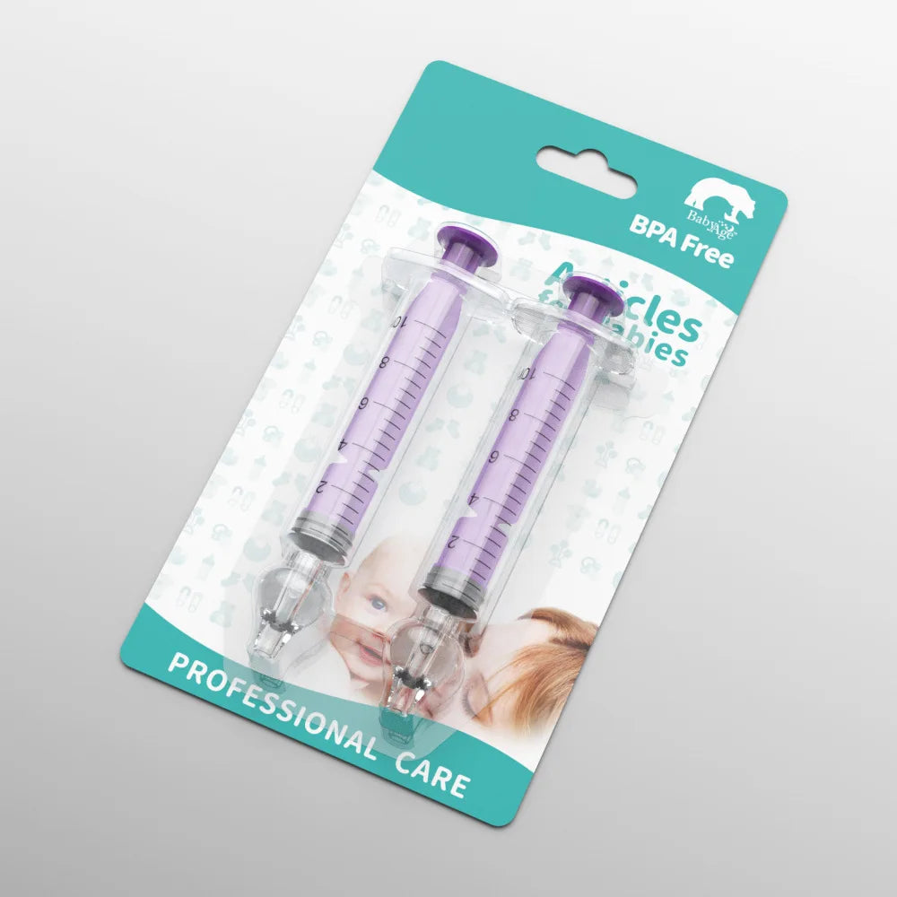 vvocci Lavado Jeringa 10ML/20ML Lavado Nasal Bebe Aspirador Nasal Para Bebe Baby Nasal Aspirator Syringe Baby Nose Cleaner Quake B251 -purple 2pc box