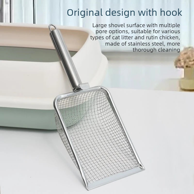Mesh Sieve Cat Litter Shovel Stainless Steel Design Quick Sift Cat Litter Kitten Poop Remover Pet Cleaning Gadget Quake