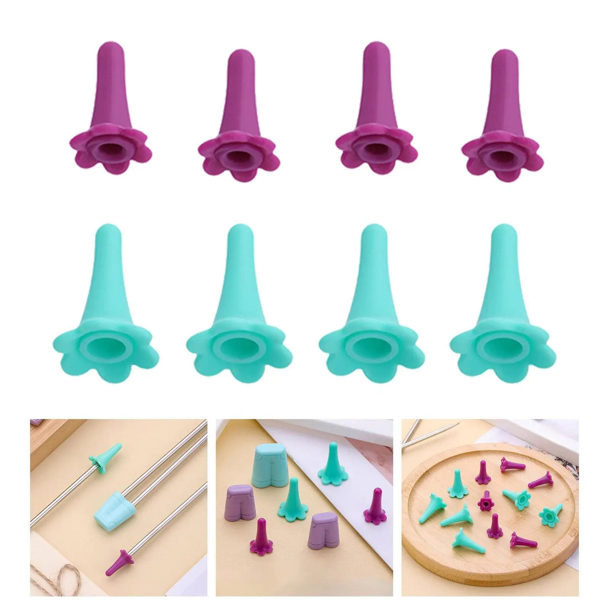 8x Needle Stopper Silicone Knitting Needle Protectors Anti-skid Knitting Crochet Supplies Knitting Tool Needle Point Protector Quake