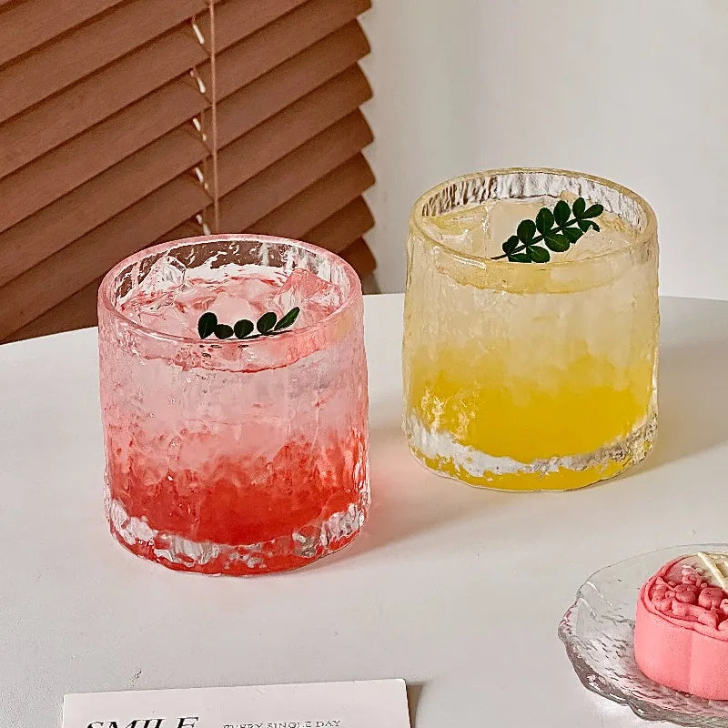 1pc Premium Ins Wind Ice Crack Glass Cup Home Juice Beverage Bar Whiskey Cup Quake