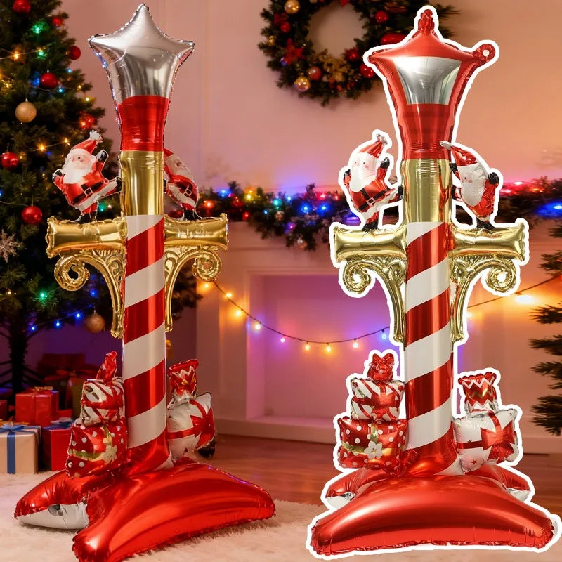 3/1PCS Large Standing Christmas Street Light Balloon Reusable Christmas Aluminum Film Balloon New Year Party Theme Decoration Quake