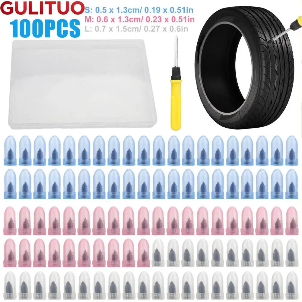 Tire Puncture Repair Kit Tire Repair Kit with 30ml Glue Self-tapping Tubeless Plugs Tool Permanent Puncture Repair for Car Quake