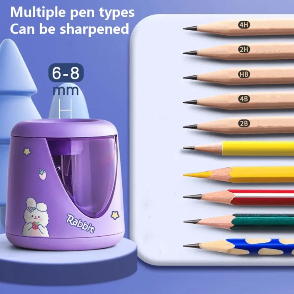 with Decorative Sticker Cartoon Creative Stationery Mechanical Tool Electric Pencil Sharpener Switch Automatic Quake