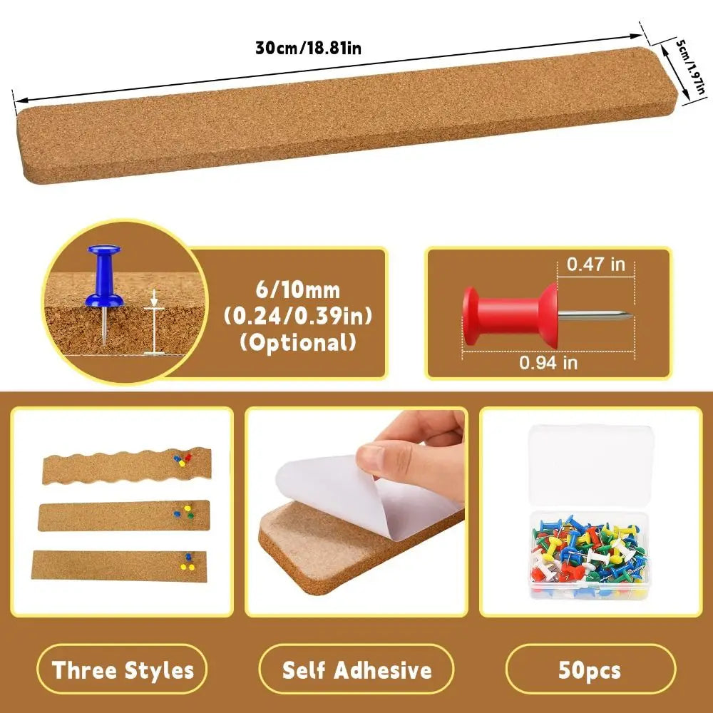 Cork Material Self Adhesive Cork Board Self Adhesive Removable Hanging Thumbtacks Board Frameless Cork Wall Tiles Quake