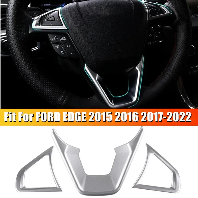 For Ford Mondeo Fusion EDGE 2013-2020 Ford Galaxy S-Max ABS Carbon Fiber Style Inner Car Steering Wheel Cover Trim Frame Decor Quake