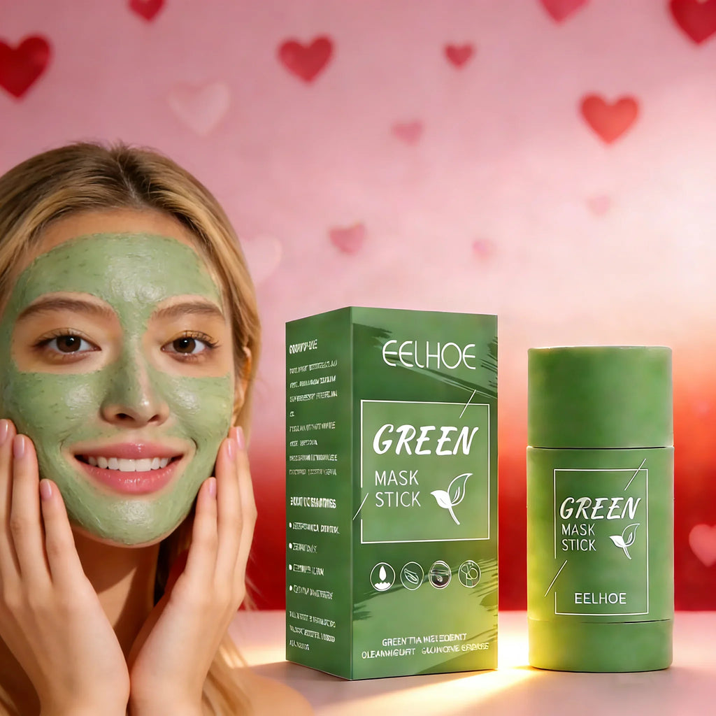 Valentine's Day Gift Green Tea Face Mask Stick for Deep Cleansing Pore Minimizing Acne & Blackhead Care Moisturizing Oil Control Quake
