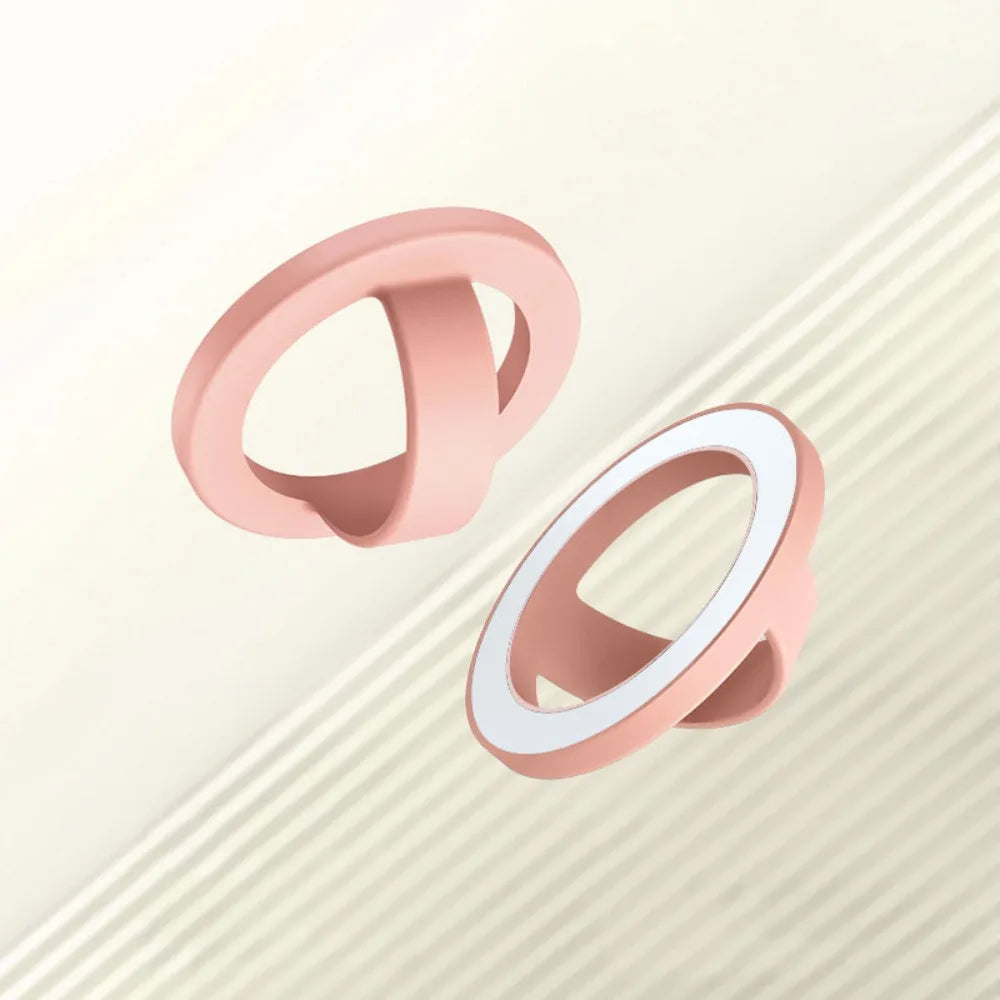 For Magsafe Magnetic Phone Back Grip Anti-fall Metal Plate Ring Finger Ring Holder Creative Strong Adsorption Phone Mount Quake Pink