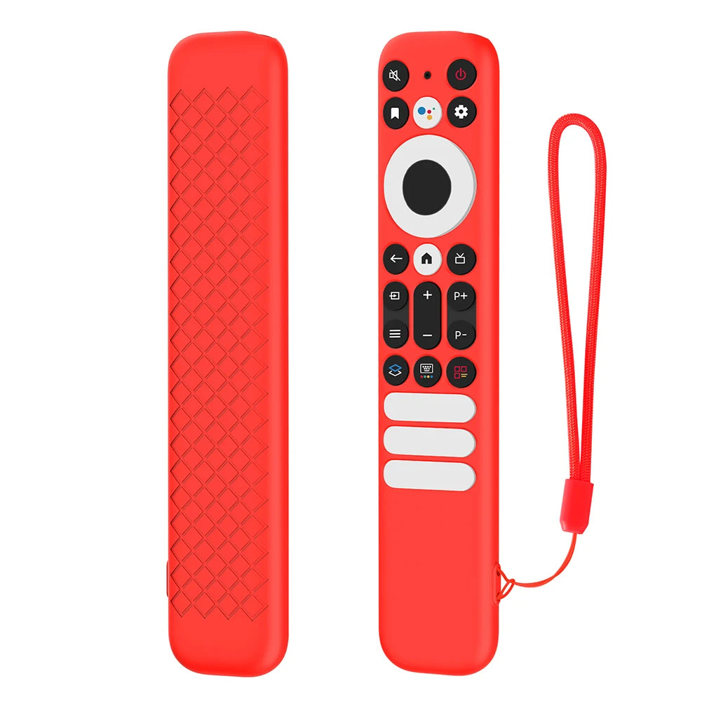 Silicone Remote Case Anti-Slip Protective Controller Sleeve Skin with Lanyard Remote Cover for TCL RC902V/TCL-RC802NU1 Remote Quake Red