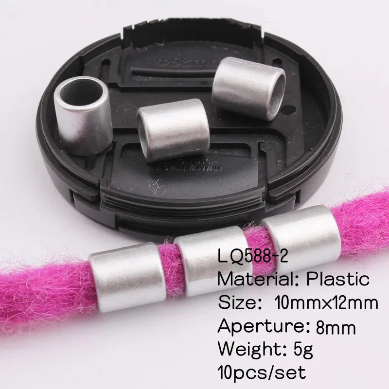 10pcs Hair Beads Rings Beads Braiding Hair Clips for Women Girls Cuffs Tubes Charms Dreadlock Hair Styling Tools Accessories Quake 10pcs LQ588-2