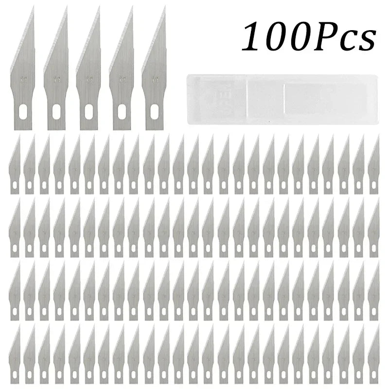 Surgical Sculpture Cutting Tools Metal Scalpel Knife 100/50/20Pcs Engraving Knife Blades Wood Carving Knife Blade Replacement Quake 100pcs