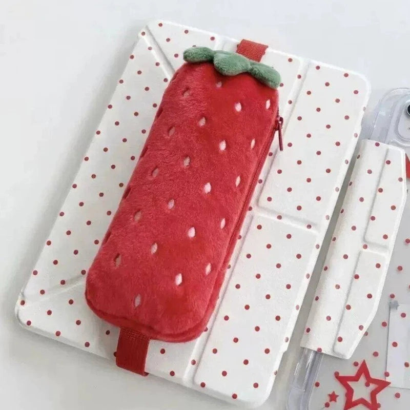 Strawberry-Inspired Plush Pencil Soft Polyester Pen Case for School Supplies, Desk Organization and Daily Carry K1KF Quake